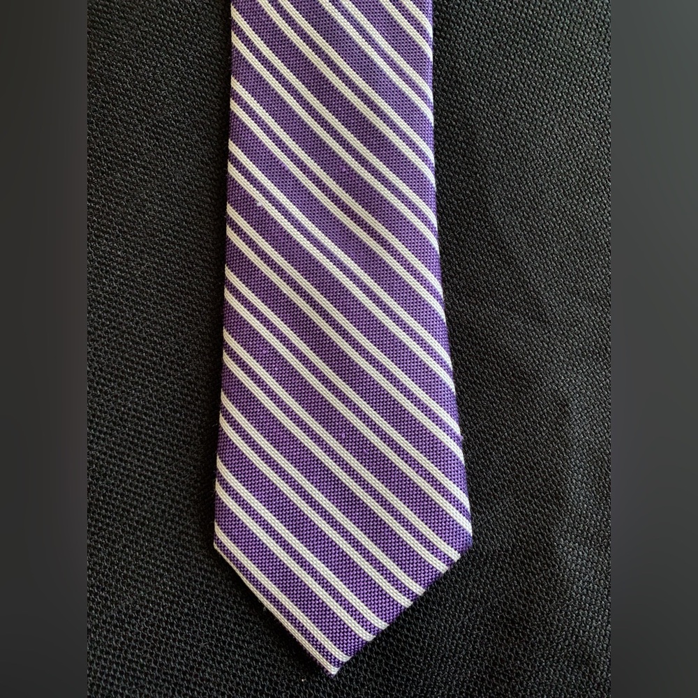 Jos. A. Bank 1905 Purple and White Striped Silk and Linen Tie